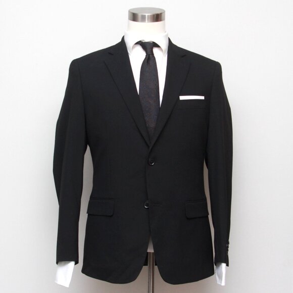 38R ALFANI Men's Suit Jacket Black Solid Classic Fit‎ Stretch E01034 - Picture 1 of 8